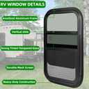 RV Window,Camper Replacement Vertical Sliding RV Window for Cargo Trailer Utility Travel Trailer Cargo Van Truck SUV 14" W x 22" H,Fit 15/16" or 1-3/8" Thick Wall,Allow Error 1/16",DOT Approved