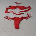 Women Two Piece String Bikini Swimsuit Halter Tie Side Bathing Suits Cheeky Thong Bikini Set (Small,Red)