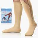 CASMON Zipper Compression Socks for Women & Men, 20-30 mmHg Closed Toe Knee High Support Sock, Medical Zip up Socks for Edema, Varicose Veins, Post-surgery, Swelling, Nurses, Pregnancy (1 Pair)