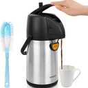 Airpot Coffee Dispenser Thermal with Pump,1.9L/64 Oz Insulated Stainless Steel Large Airpot Coffee Carafe Lever Action for Hot/Cold Water,Thermal Carafe for Hot Cocoa for Parties