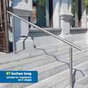 5 Step Stair Railing, Handrail for Indoor Outdoor Steps, 1.65 in Round DIY 304 Stainless Steel Transitional Porch Deck Hand Rail with Installation Kit for Seniors, Silver, 67 x 36 in