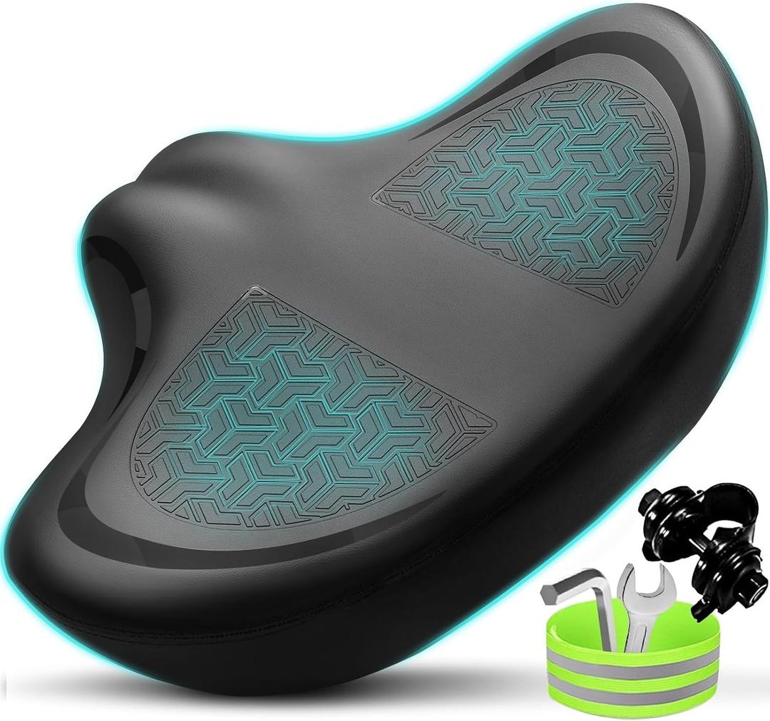 Noseless Bike Seat Cushion for Men & Women - Extra Padding & Comfort Wide Bicycle Seat, Oversized Comfortable Saddle for Peloton Bikes, Exercise Bikes, Electric Bikes, Cruiser Bikes