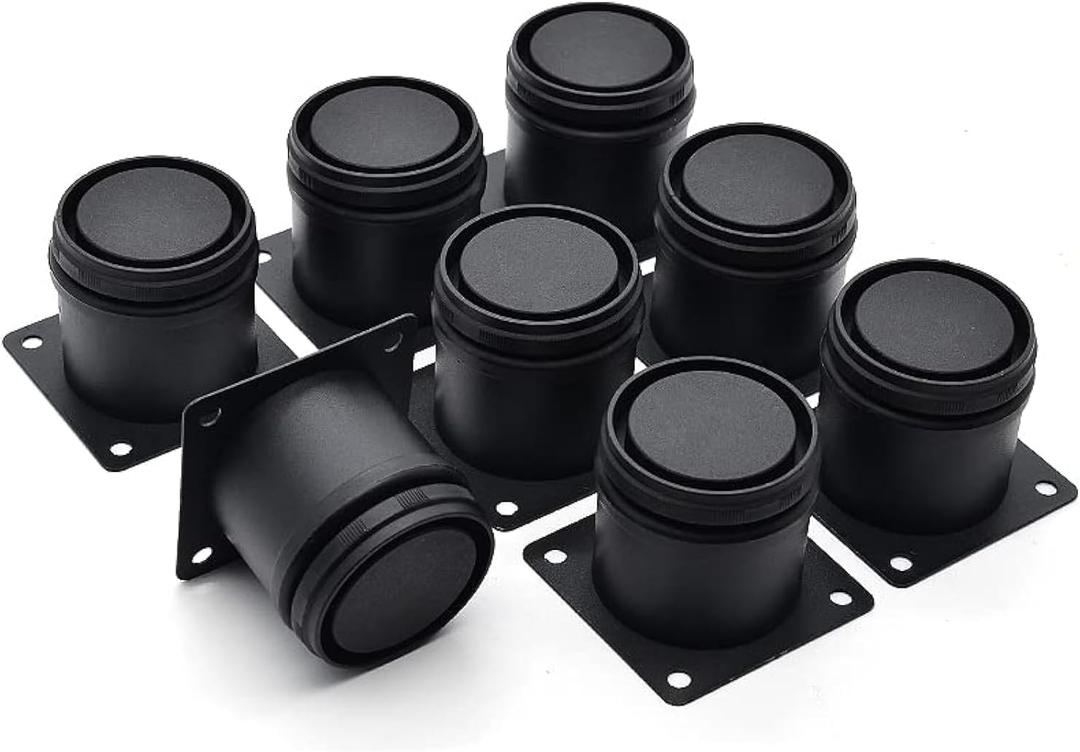 2 Inch Metal Furniture Legs Stainless Steel Adjustable Legs Black Metal Legs Round Cabinet Legs for Coffee Table Cabinet Desk Sofa Shelves, Pack of 8