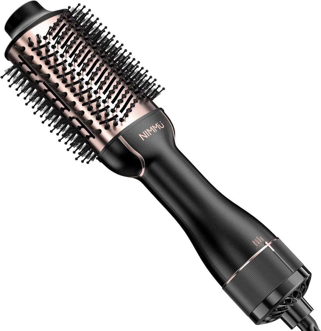 Nimmu Hair Dryer Brush, 4 in 1 One Step Hairdryer and Styler Volumizer Hot Air Brush with Negative Ion Anti-frizz Ceramic Titanium Barrel Hair Blow Dryer Brush for Short Hair, Medium & Long Hair