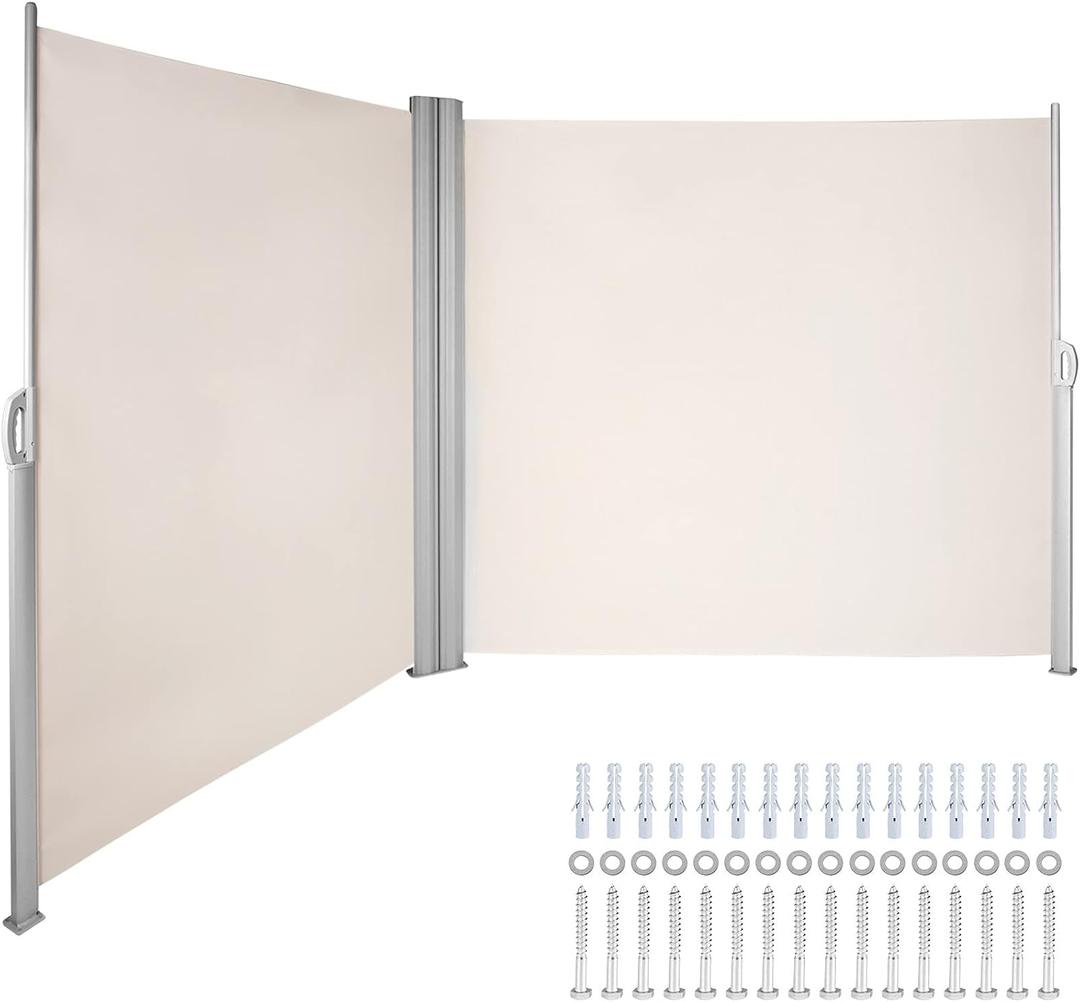 VEVOR Retractable Side Awning, UV 50 71''x236'' Rugged Full Aluminum Rust-Proof Side Awning Patio Sunshine Privacy Divider, 280 g Thicken Wind Screen, for Courtyard, Roof Terraces Pools, Beige