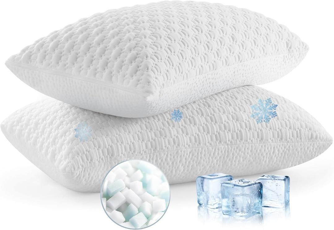 ALPHA HOME King Size Pillows Set of 2- Adjustable Shredded Memory Foam