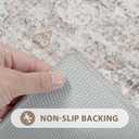 Uphome Bathroom Rugs Runner, Distressed Farmhouse Boho Light Khaki Bath Mat, Non Slip Washable Long Bath Rugs, Vintage Traditonal Soft Velvet Bathroom Runner for Bathtub Sink Shower, 18x47 inch