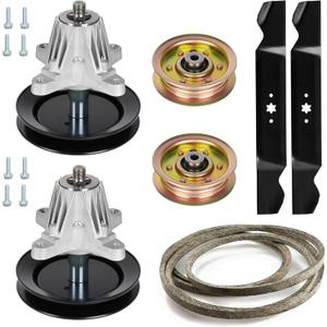 42" Deck Spindle Rebuild Kit for Cub Cadet LTX1040 LTX1042, for MTD RZT-42, Includes 2 Spindles 618-04822A 918-04822A with Pulley, 2 Blades 742-04308, 2 Idlers 756-04129, 1 96 1/2" Belt 754-04060