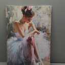 Pink Ballerina Girl Canvas Wall Art Ballet Lover Wall Decor Picture, 16"L x 12"W