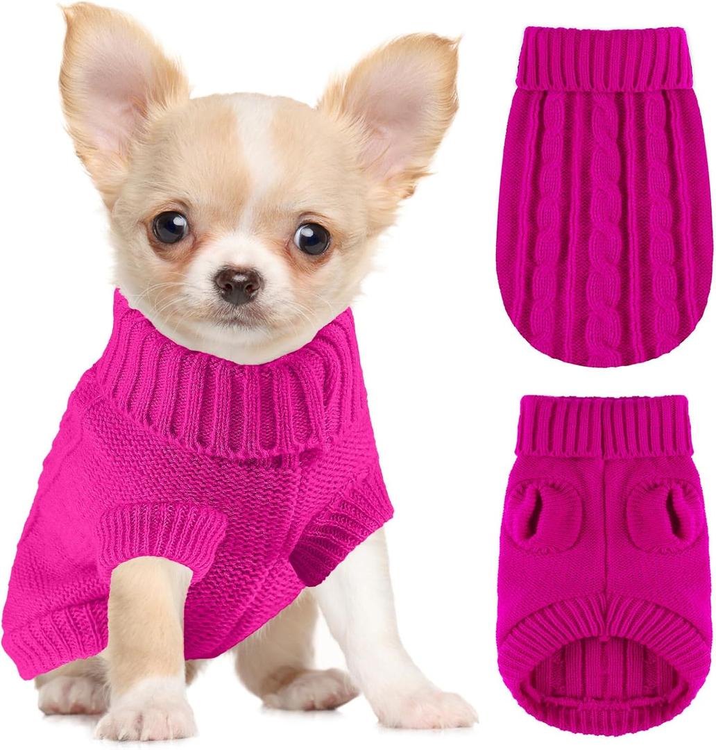 XXS Dog Sweater,Extra Small Knitted Chihuahua Sweater Yorkie Teacup Dachshund,Dog Sweaters for Small Dogs Girl Male Fall Winter Puppy Cat Sweaters XX-Small (Red)