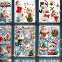 2 x 9 Sheets Christmas Cats Window Clings Reusable Cats Animal Xmas Tree Window Decals Double Side Printed Window Stickers Glass Door Home Party Supplies Showcase Decoration (Skjd2340)