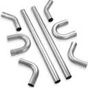 LCGP 2 Inch DIY Custom Exhaust Pipe Mild Steel Elbow Straight Pipe U-Shaped Pipe 8 Pcs