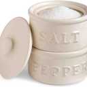 Mud Pie Salt & Pepper Cellar, Off-White, 6" X 3.5" dia