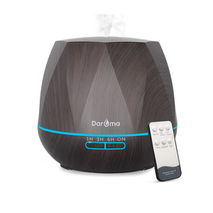 550ml Essential Oil Diffuser, DAROMA Upgraded Remote Control 6 in 1 Aromatherapy Ultrasonic Cool Mist Humidifier, 7 Color Changing Mood Lights & Waterless Auto-Off for Home Office Gift, Dark Wood
