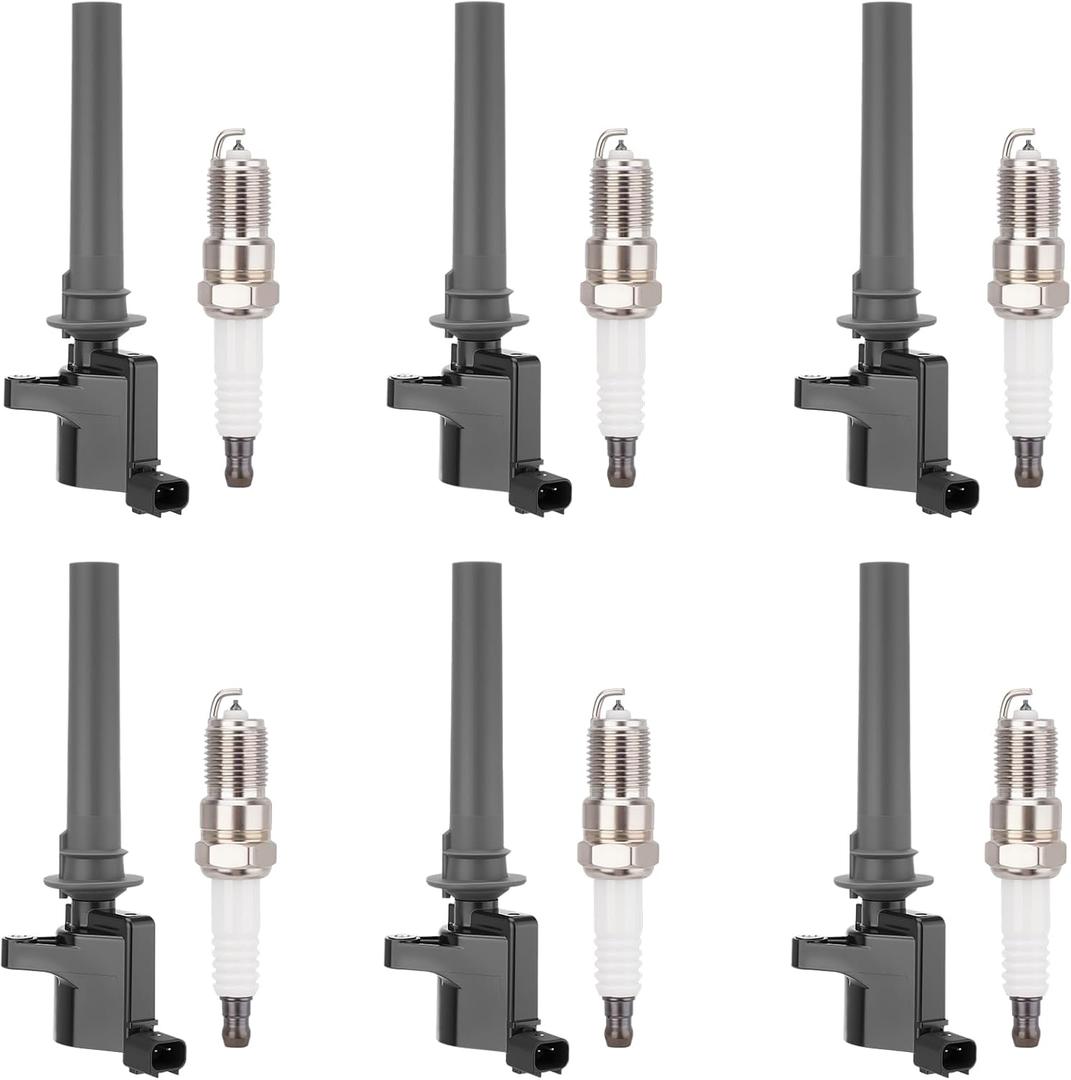 DG500 Set of 6 Ignition Coil Pack and Iridium Spark Plug Compatible with Ford Mazda Mercury - Escape 500 Freestyles Taurus Tribute Mariner Montego Sable 3.0L V6 Replace#DG513 5C1449 SP493