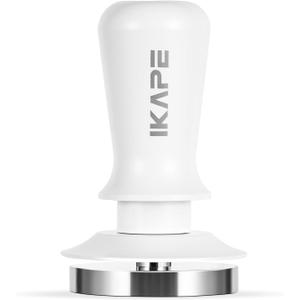 IKAPE 58.5mm Espresso Tamper, Premium Barista Coffee Tamper with Calibrated Spring Loaded, 100% Stainless Steel Base Tamper (White)
