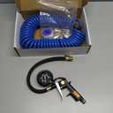 18 Pieces Air Compressor Accessories kit, 1/4 inch x 25 ft Recoil Poly Air Compressor Hose Kit, 1/4" NPT Quick Connect Air Fittings, 100 PSI Tire Inflator Gauge, Heavy Duty Blow Gun