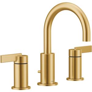 Moen Brushed Gold Cia Widespread 2-Handle High-Arc Bathroom Faucet for 3-Hole Bath Sink, Valve Required, T6222BG