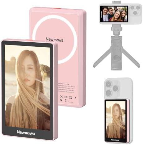 Newmowa Pink Magnetic Phone Vlog Selfie Monitor Screen, 1080P Wireless Recording, Using Phone Rear Camera for Selfie Vlog Live Stream TikTok, Compatible with iPhone(Support 4K 30fps Wired Recording)