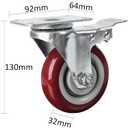 Finnhomy 4 Inch Caster Wheels Set of 4 with Brake Heavy Duty Plate Swivel Casters Premium Polyurethane Wheels PU Load Bearing 2,600 Lbs Lockable Anti-wear Smooth Casters Red (Free Screws)