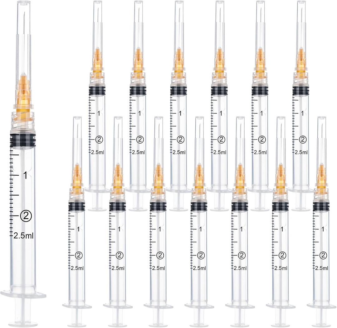 2.5ml/cc 25 Gauge 1 inch Syringes for Scientific Labs, Industrial Adhesives, Refilling Inks, Individually Package,100 Pack