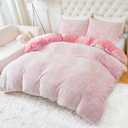YIYEA Fluffy Duvet Cover Queen Size, Luxury Ultra Soft Faux Fur Comforter Cover, Warm Plush Velvet Duvet Cover Fuzzy Fleece Bedding Sets for Fall Winter, Cozy Warmth, No Shedding, 3PC