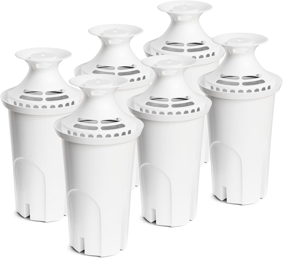 Water Filter Replacement Compatible with Brita Water Pitchers and Dispensers, by DESENRUIS for Classic 35557, OB03, Mavea 107007, Reduce Chlorine and Bad Taste, BPA free, Pack of 6
