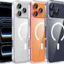 2 x PinLiSheng Anti-Yellowing Magnetic for iPhone 17 Pro Max Case with 1 Screen Protector [Mil-Grade Drop Protection] [Compatible with Magsafe] Shockproof Slim Transparent Protective Phone Case, Clear