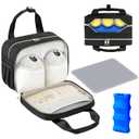 PIIOSER Breastmilk Cooler Travel Bag with Ice Pack, Compatible with Wearable Breast Pumps & Accessories - Portable Hands Free Breast Pump Carrying Case for Nursing & Working Moms, Black