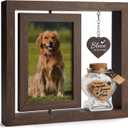Dog Memorial Gifts for Loss of Dog Rotating Wooden 4x6 Picture Frame with Fur Keepsake Jar & Writable Name Card, Pet Remembrance Sympathy Gift for Dog & Cat Lovers (Brown)