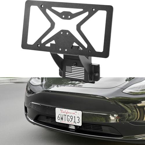 JOYTUTUS License Plate Mount Holder for Model Y 2020-2024 - No Drill Installation Front License Plate Frame Bracket, Lockable Anti-Theft Design, Car Wash Safe
