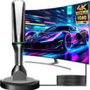 TV Antenna for Smart TV Indoor, 2026 HD Antenna with Strong Magnetic Base, 360&Long Range Reception TVs Antenna for Local Channels, Easy Setup Antennas for TVs Without Cable (Black+Green)