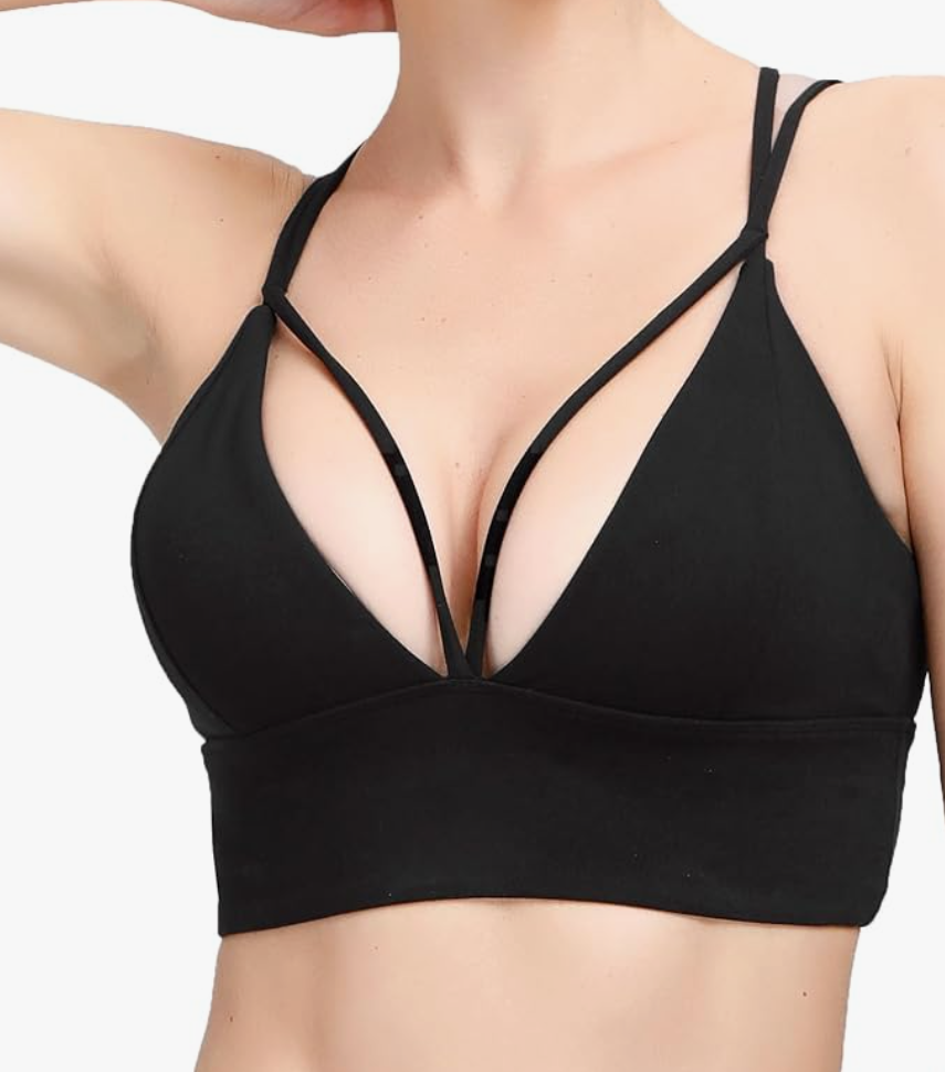 MotoRun Bralettes for Women, Strappy Sports Bra Push up Bralette Sexy Bras Rave Top L
