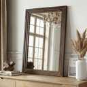 Wood Framed Mirrors for Wall, Brown Bathroom Vanity Mirror for Over Sink 20 x 30, Rustic Wall Mirror for Bathroom Sink Hallway Entryway Bedroom Living Room Farmhouse Boho Style