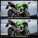 2018-2024 RGB Motorcycle LED Tail Light with DRL Compatible with Kawasaki Ninja 400&ABS/250/Z300/Z400/ZX-6R&10R&25R&4R Accessories Brake Lights Sequential Dynamic Instruction Adjustable Control Color
