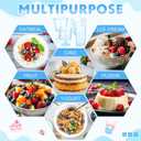 Funnymoom 300 Pack Clear Blue Mini Dessert Cups with Spoons 5oz 3oz Plastic Square Slanted Parfait Appetizer Shooter Round Goblet for Dessert Table Birthday Party Ice Cream Pudding Mousse Yogurt