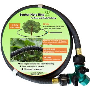 1-PACK 10 FT 1/2" Soaker Hose Slow Release Tree Watering Ring, Automatic Drip Irrigation Watering System, Tree Soaker Ring Hose Great for Deep Root Watering for Trees and Shrubs