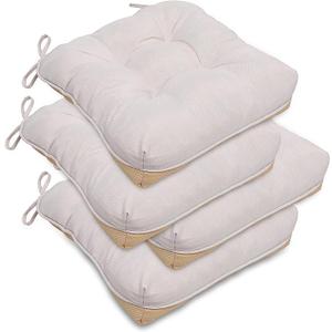RACE LEAF Dining Chair Cushions, 4 Pack, Memory Foam Kitchen Chair Pads with Ties and Non-Slip Backing, Indoor Seat Cushions 18"x 18"