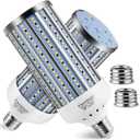 FanNicoo 2 Pack 500W Equivalent LED Corn Light Bulb 5500 Lumen 6500K 60W Large Area Cool Daylight White E26/E27 Medium Base for Outdoor Indoor Garage Warehouse Factory Workshop Street Backyard