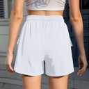 Ladies Cotton Cargo Sports Shorts in Summer Soft and Sweat Absorbing Feature Pockets and Drawstring for Comfort White
