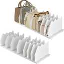 Adjustable Purse Organizer for Closet  White Acrylic Shelf Dividers for Handbags, Books and Storage  Bedroom and Office Shelf Separator