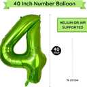4 x 40 Inch Green Number Balloon 4, Large Number Foil Balloons Mylar for Girl Boy Birthday Party Celebration Decorations Supplies, Digital Balloons for Wedding Anniversary Events Decorations