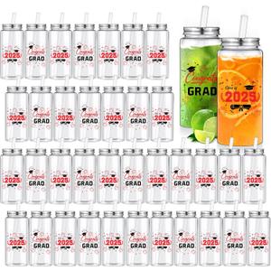 Pickmesh 36 Pcs Reusable Graduation Cups 13.5 oz Clear Plastic Tumblers with Lids and Straws Class of 2025 Party Supplies for Graduation Decorations and Congrats Grad Events (Black,Red)