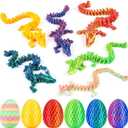 VivaNova 6 Pack Easter Dragon Eggs, Prefilled Easter Eggs with Large 9-Inch Articulated Dragons Inside, Reusable Easter Basket Stuffers, Egg Hunt Fillers & Party Favors for Kids, Teens & Adults