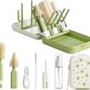 8-in-1 Baby Bottle Cleaning Kit with Drying Rack & Storage Case, Portable Silicone Bottle Brush Set for Bottles, Nipples & Straws, Travel Baby EssentialsGreen