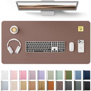 YSAGi Leather Desk Protector, Office Mat, Large Mouse Mat, Non-Slip PU Leather Blotter, Laptop Desk, Waterproof Writing Pad for Office and Home (Chocolate, 35.4" x 17")