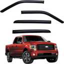 Window Visors Rain Guards fits 2009-2014 Ford F150 SuperCrew Cab, Out-Channel Window Wind Deflectors Vent Shades Accessories, Dark Smoke 4 Pcs, 2010 2011 2012 2013