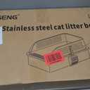Stainless Steel Cat Litter Box with Lid, XL Extra Large High Sided Litter Box for Big Cats, Odor Free Open Top Litter Pan Easy Cleaning Anti-Urine Leakage Non-Stick, Includes Scoop, Light Grey