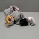 Sratte 5 Pcs Easter Bunny Stuffed Animal Set Large Mommy Bunny Plush with 4 Cute Stuffed Baby Rabbit in Her Belly Soft Cuddly Rabbit Plush Gift for Birthday Baby Shower Party Favor (Gray, Lying Style)