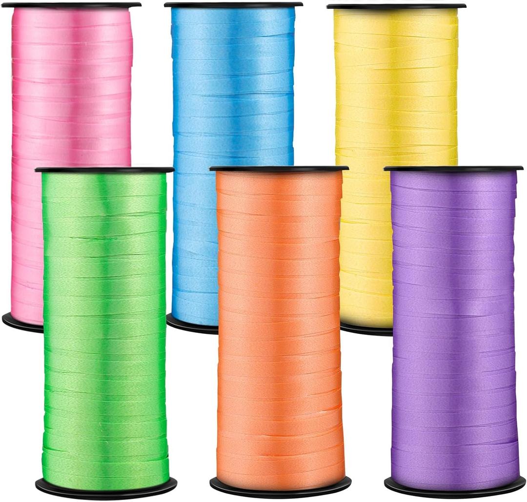 6 Rolls Curling Ribbon Spring Easter Ribbon 1800 Feet Colorful Balloon String Ribbons 1/5 Inch Thin Ribbons for Arts Crafts Easter Spring Gift Wrapping Wedding Birthday Party